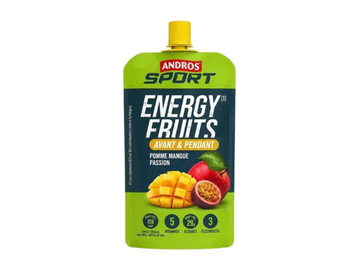 Andros Sport Energy Purée de Fruits Saveur Mangue 114 g (Lot de 18) - Gel Énergétique &amp; Purée