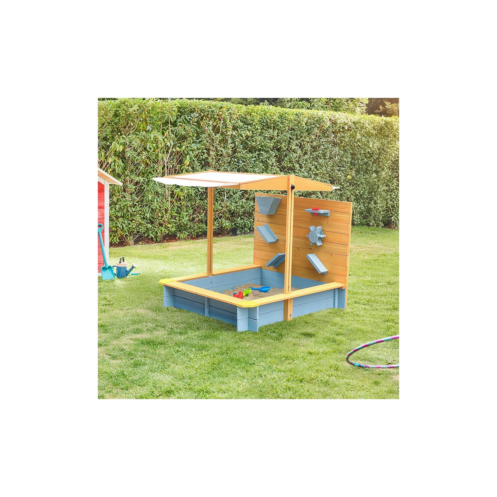 HOME DELUXE Sandkasten mit Überdachung SANDY - Holz/Grau