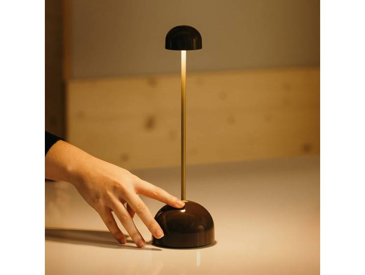MARSET LED tafellamp Sips, bruin/goud, 31 cm, staal dimbaar, messing / goud, metaal, Design