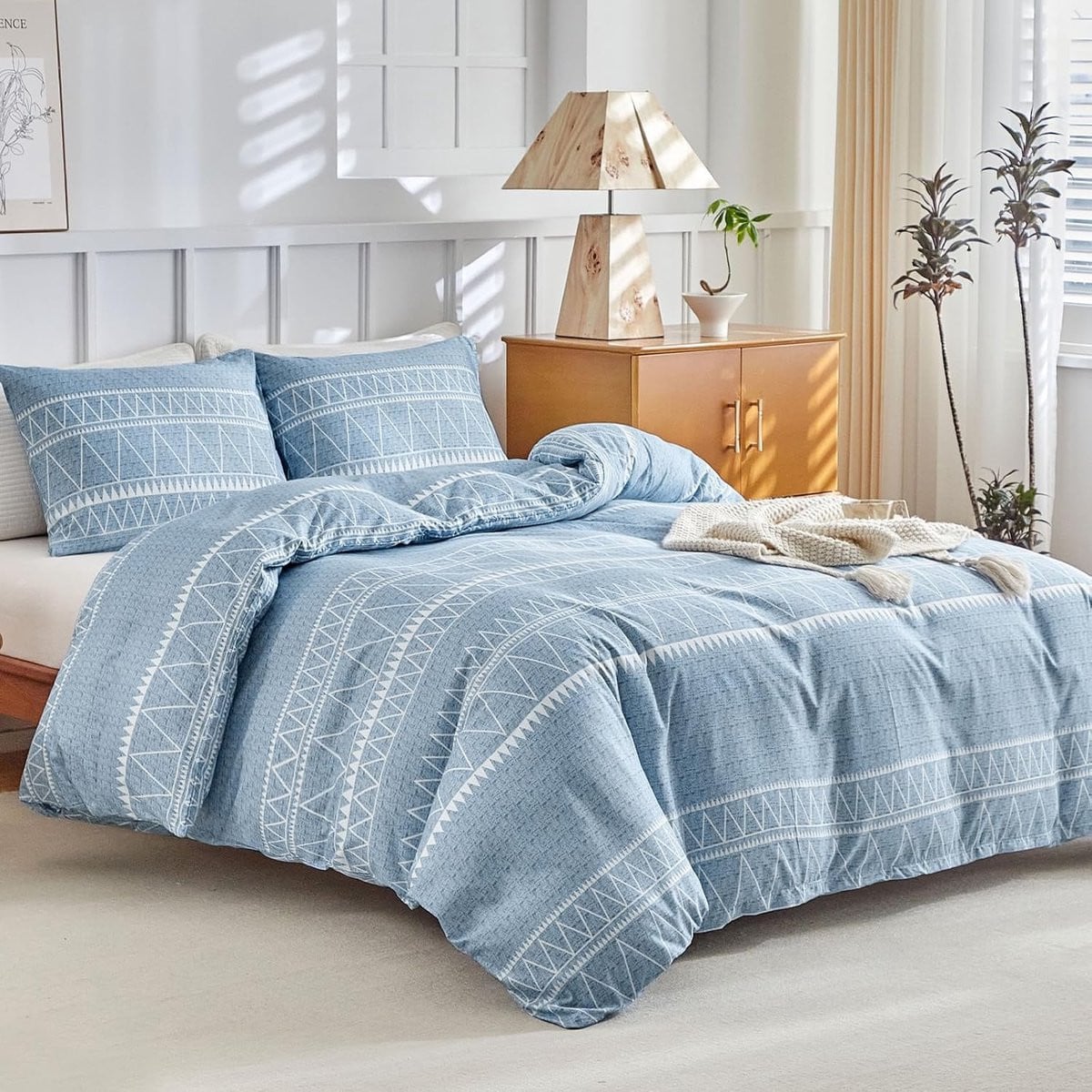 Bohemian stijl dekbedovertrek set blauw 200 x 200 cm