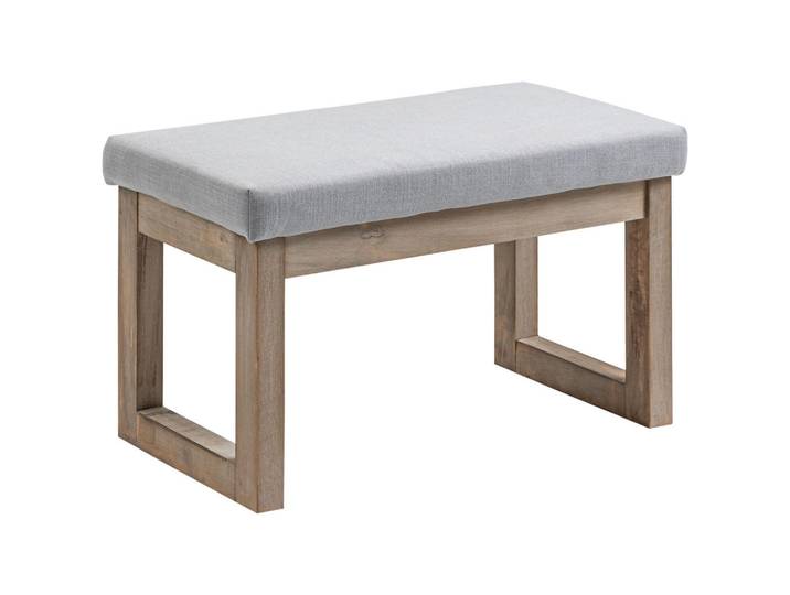 Jamb Fussbank Grau, Textil, Holz, Kautschukholz, 38x68x42 cm, Garderobe, Garderobenbank