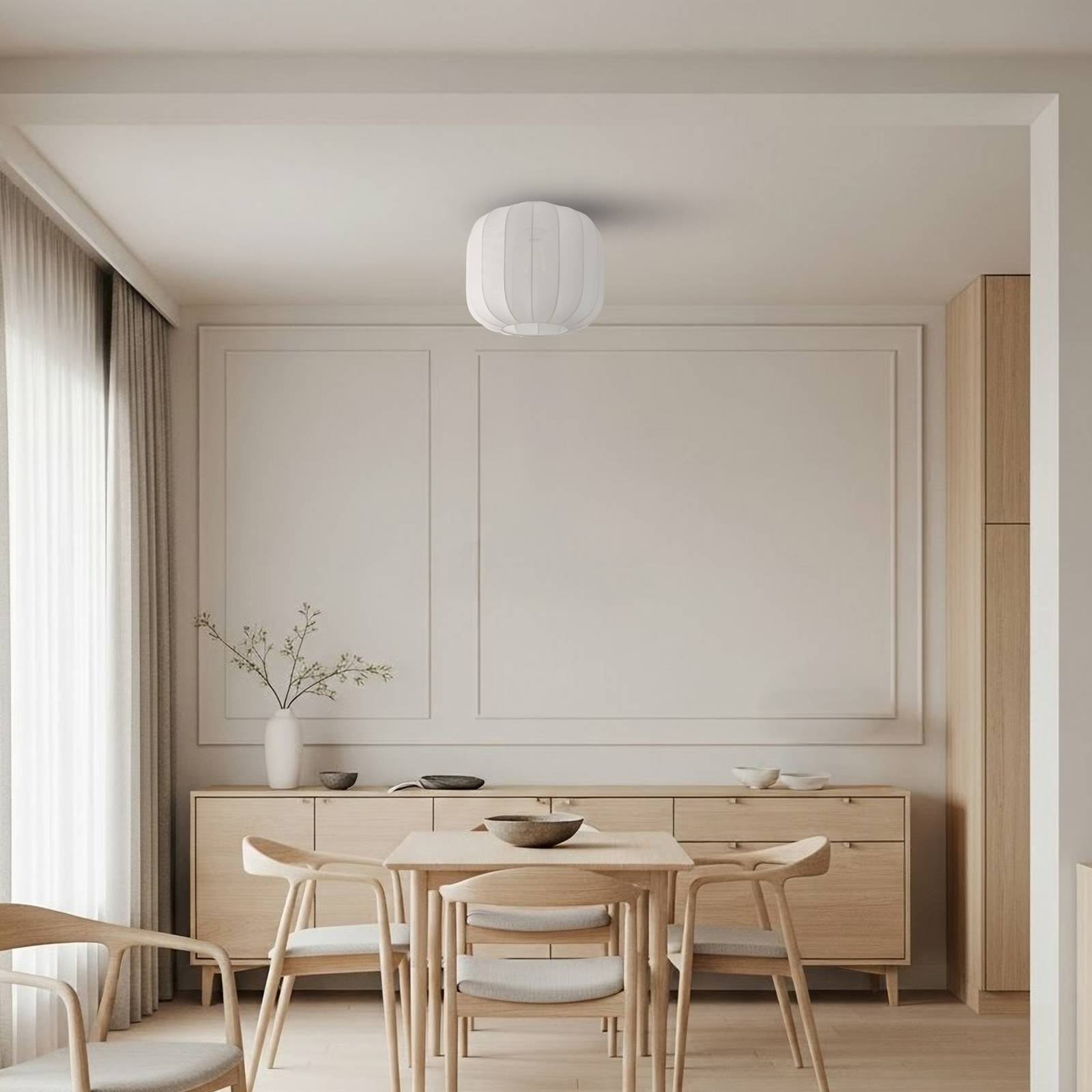Plafoniera soffitto Helin Lindby, dimmerabile, Bianco / Opale, Soggiorno / Sala da pranzo, Tessuto / Stoffa / Seta, Scandinavo, Plafoniera