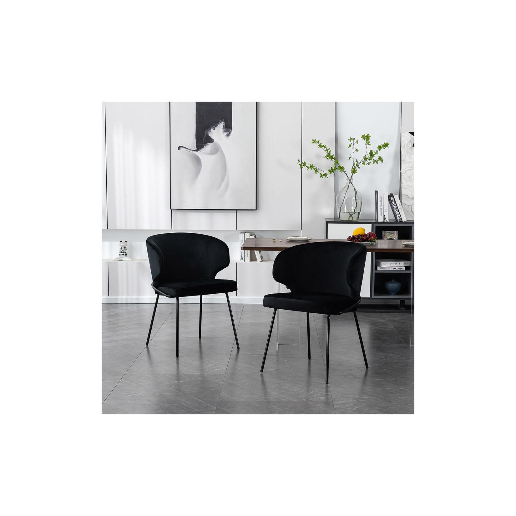 HOME DELUXE Esszimmerstuhl AMARA Samt - 4er Set Schwarz