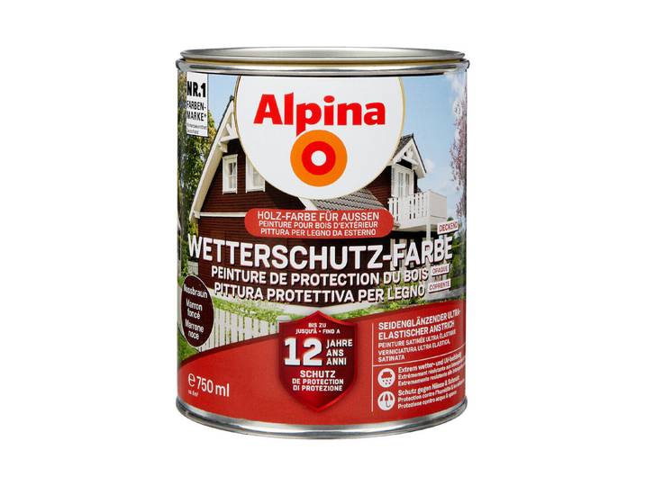 Alpina Wetterschutz-Farbe Nussbraun Braun 0.75 l Seidenglanz