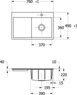 Villeroy & Boch 33470FKD flächenbündige Spüle Subway Style 45