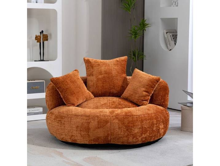 Fauteuil lazy sofa chenille Orange - dossier haut accoudoirs sans installation