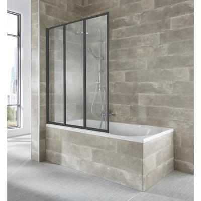 Badewannenaufsatz WELLTIME "Nassau", schwarz, B:120cm H:140cm, Duschwände, Badewannenfaltwand, Spritzschutzwand für Badewanne, Glaswand