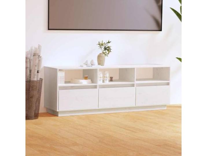 HEFZGDB TV-Schrank aus Massivholz Kiefer 140x37x50 cm mit 3 Fächern und 3 Türen Lowboard für Wohnzimmer Aufbewahrung