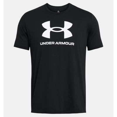 T-Shirt UNDER ARMOUR "UA SPORTSTYLE LOGO UPDATE SS", Herren, Gr. M, schwarz (schwarz,, weiß), Obermaterial: 60% Baumwolle, 40% Polyester, Shirts T-Shirt, mit Grafik-Design, sportlicher Stil, weiche Stoffqualität