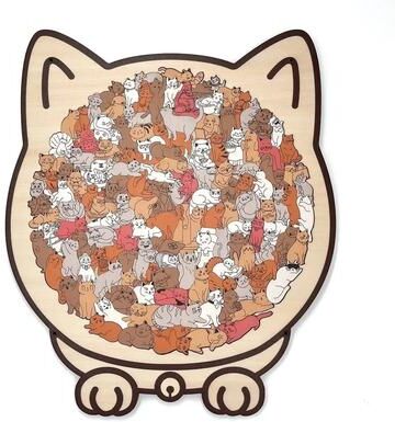 Uplifted Finds 135 Piece Cat Wooden Jigsaw Puzzle   Unique Irregular Shape Game   Creative Gift For Cat Lovers & Home Decor b