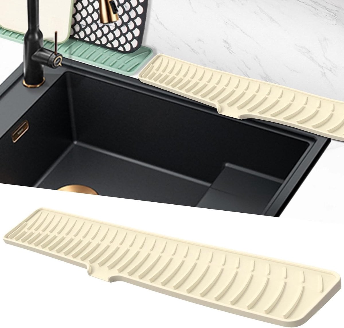 Gele Narrow Splash Guard Keukenmat - 60 cm Antislip Waterafvoer Mat