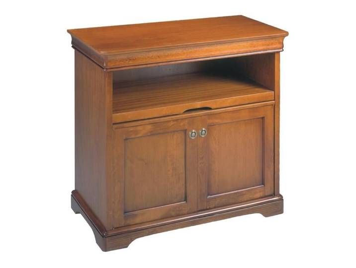Meuble TV - Louis Philippe - 2 Portes - Plateau Coulissant - Bois Massif - Marron
