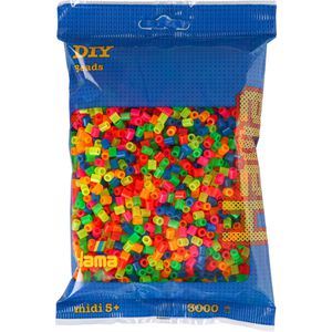 Hama-Perlen Bügelperlen 201-51 Neon-Mix, Ø 5 mm, 6 Farben sortiert, neon, 3.000 Stück
