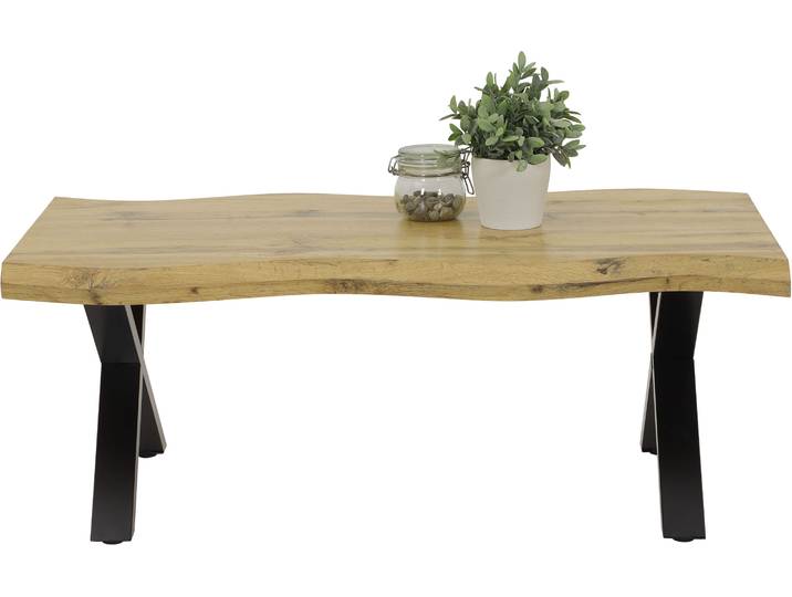 Couchtisch HELA GERD , braun (wildeiche, schwarz, schwarz, wildeiche), B:110cm H:42cm T:60cm, Tische, Couchtisch, Baumkantenoptik, Breite 110 cm