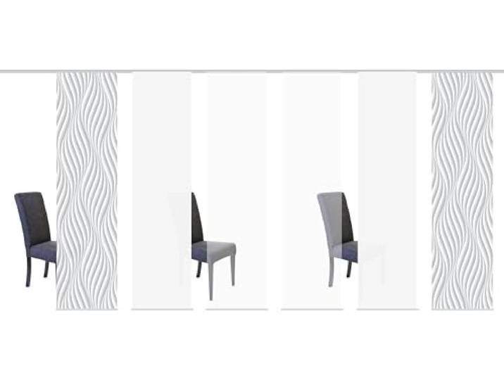 Home Fashion 6 Schiebegardinen Waves blickdichte & transparente, grau, 245x60 cm