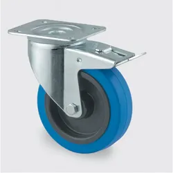 TENTE Transportrad mit blauer Lauffläche, 125 mm, drehbar mit Bremse