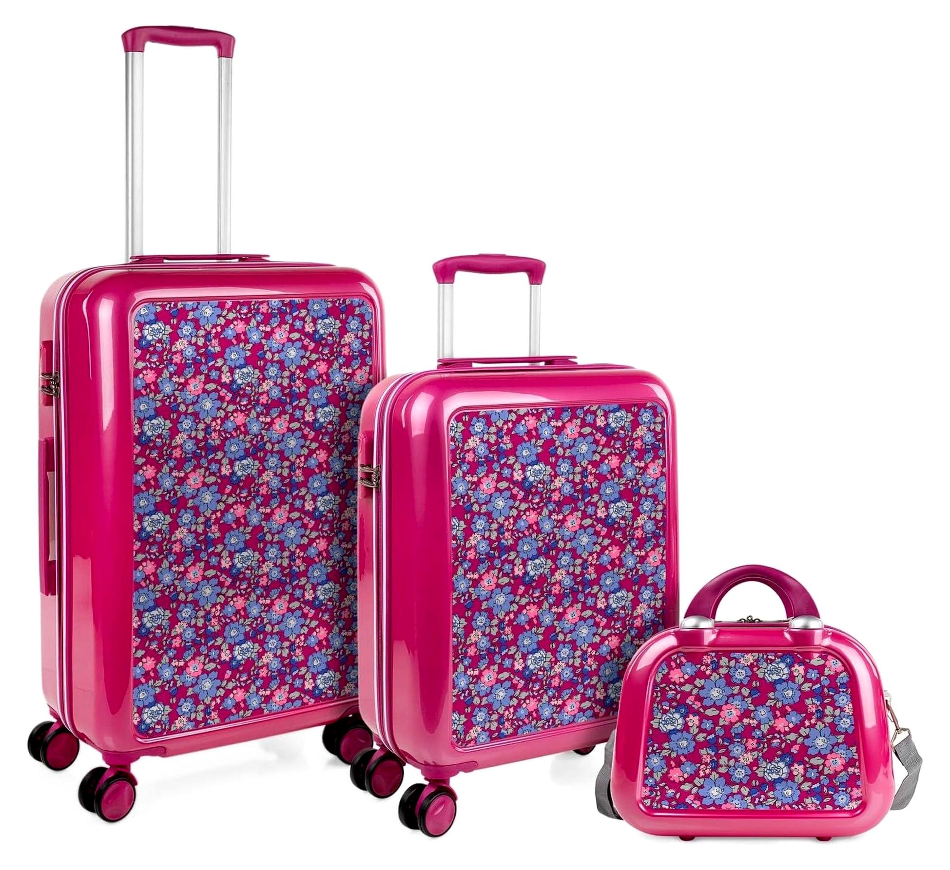 Leicht Koffer Set Polycarbonat Reisekoffer Set für Flugreisen - Dauerhaft Hartschalenkoffer Set - Kofferset Hartschale mit TSA Kombinationsschloss - Robuster und Leichter Reisekoffers, Fuchsia