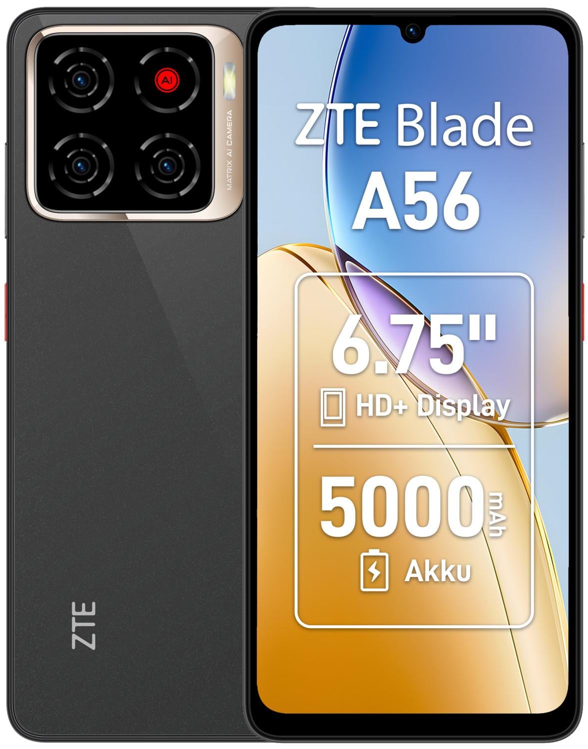ZTE Blade A56 Smartphone, 128GB, 4GB RAM, zwart