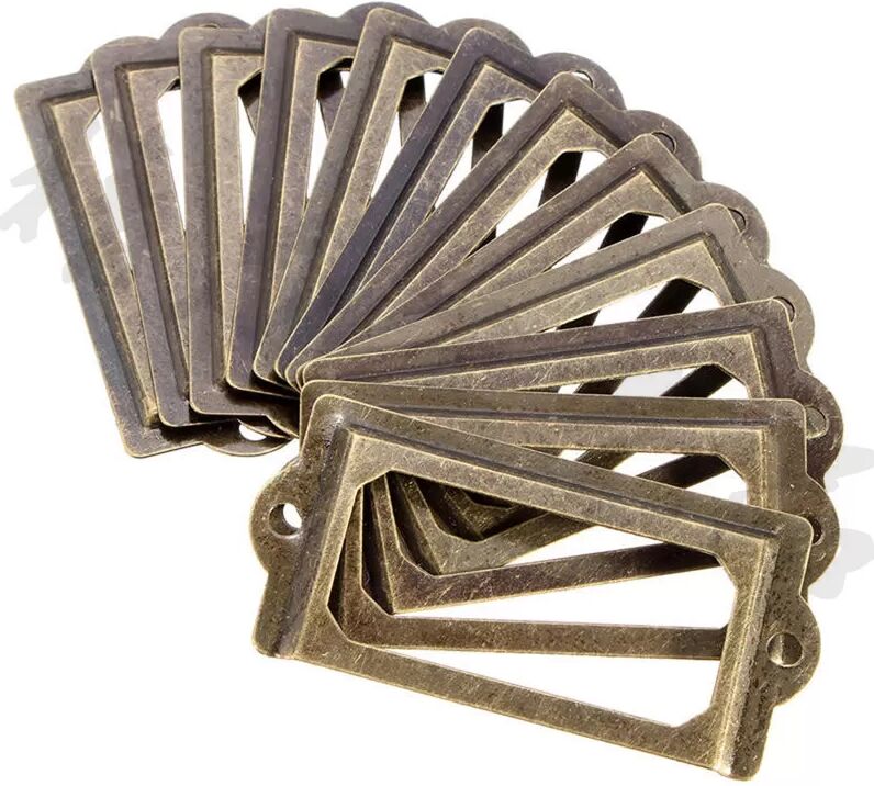 INF 12 supports porte-étiquette rétro en métal pour boîtes, tiroirs, armoires et classeurs, finition bronze