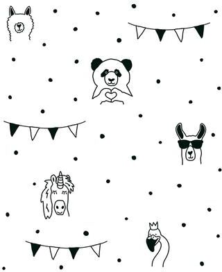 Chesapeake Orlow Black Llama Wallpaper - 20.9 x 396 x 0.025