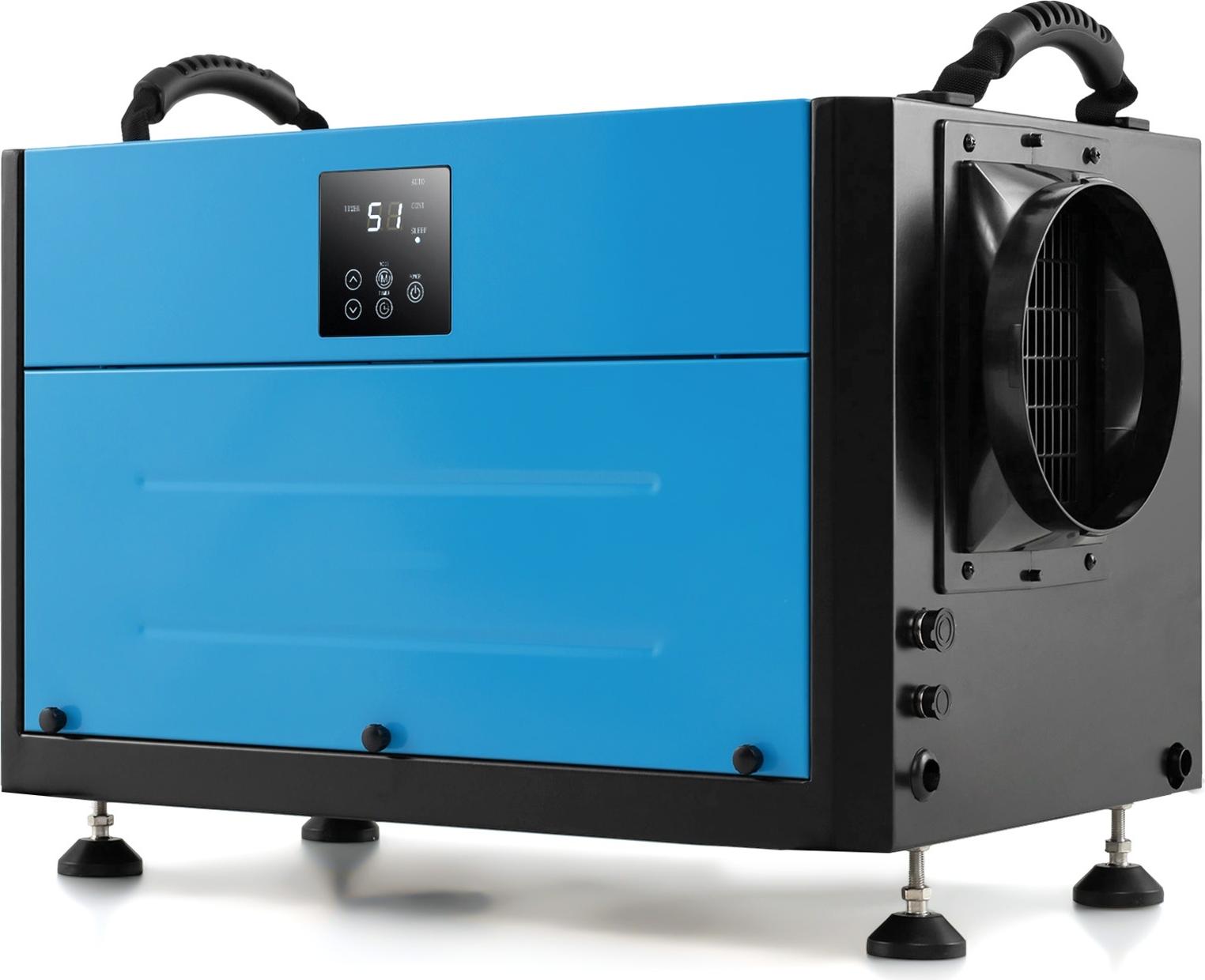 Gewerblicher Entfeuchter, Elektrischer Entfeuchter mit 24H Timer und Schlafmodus, Automatisches Abtauen, Abflussschlauch, Tragbarer Entfeuchter