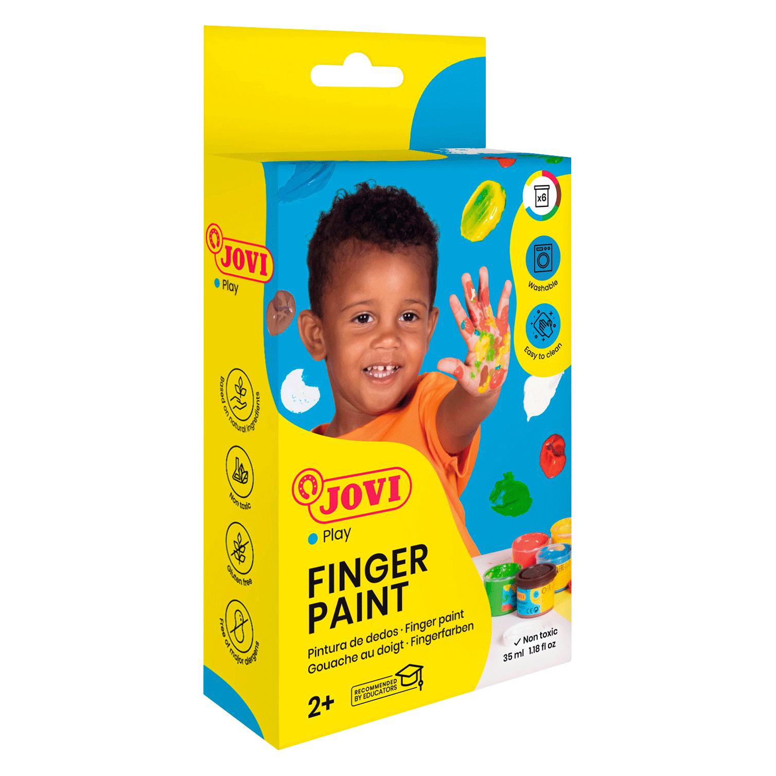 Jovi Fingerfarben 6 x 35 ml in Runddosen, farblich sortiert, im Etui (35 ml) (540B-JV)