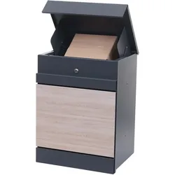 Paketkasten MCW-K41, Paketbox Paketfach Paketstation Briefkasten, Metall ~ verzinkt anthrazit-Holzoptik