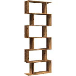 vidaXL Raumteiler-Bücherregal 6 Etagen Altholz-Optik 70x24x193 cm