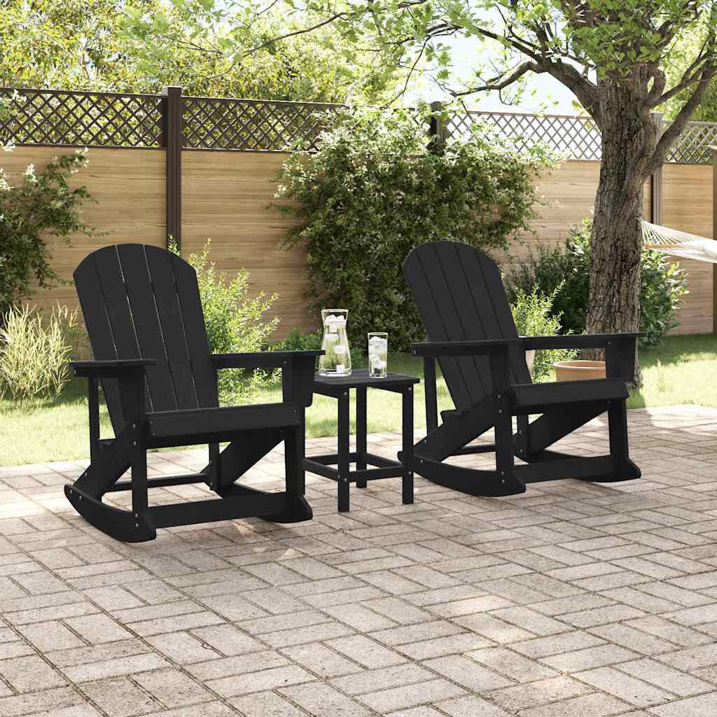 Beachcrest Home Garden Lounge Set HDPE Outdoor Furniture Patio Terrace Rocking Seating Black 73.5;92cm H X 73.5cm W X 92cm D
