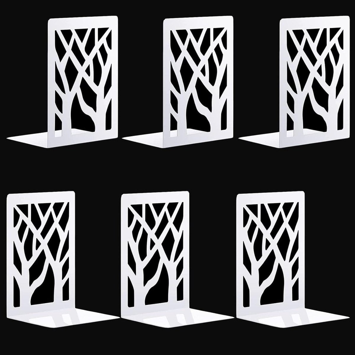 Set van 3 paar witte decoratieve boekensteunen met antislip voetjes