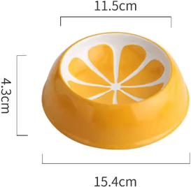Inspire Picks Cute Fruit Ceramic Pet Bowl Ceramic Cat Bowl In Watermelon & Strawberry Designs For Cats And Small Dogs orange Bowl