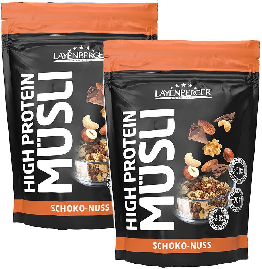 2x Layenberger 3K Protein-Müsli, Schoko-Nuss 2x390 g Müsli