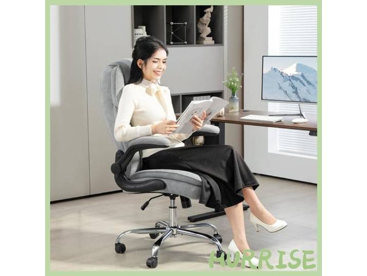 Cocosity Fauteuil De Bureau Chaise Bureau Ergonomique Hauteur Réglable Accoudoirs Relevables 70 X 70 X 114-122 Cm Gris