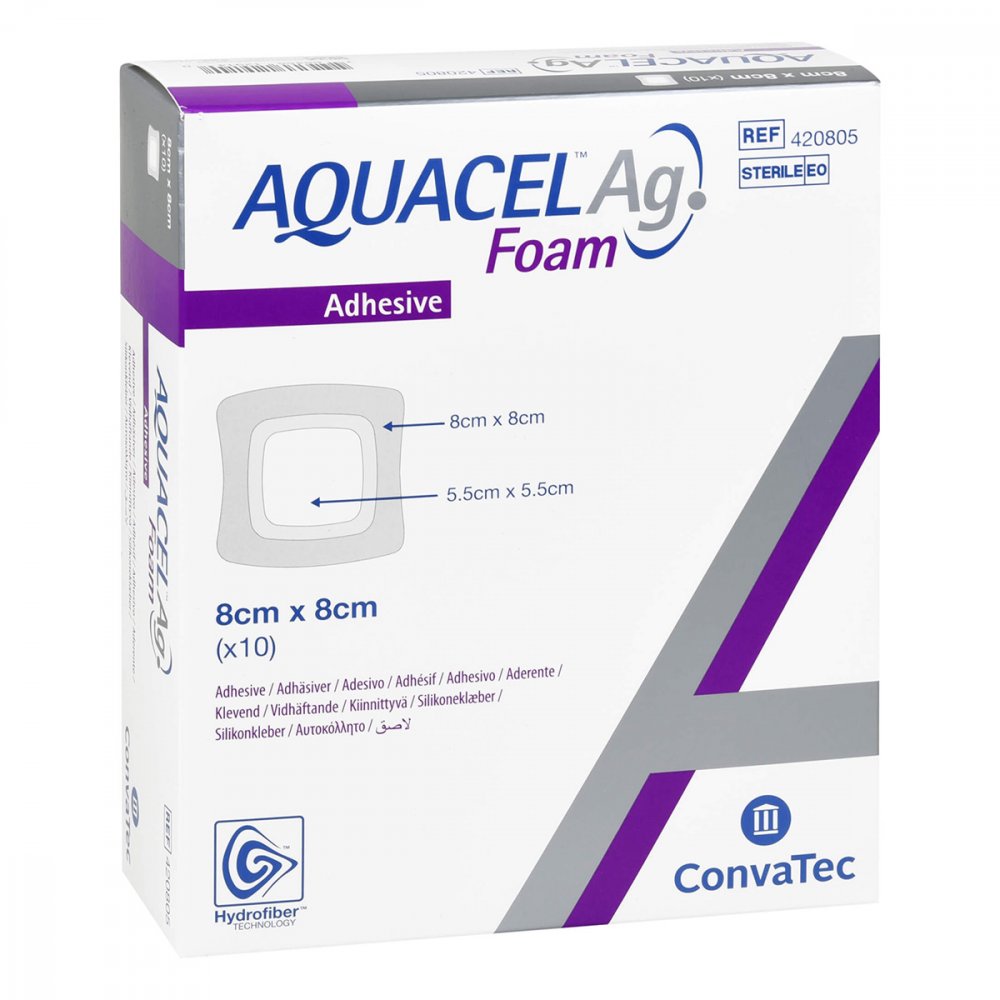 ConvaTec (Germany) GmbH Aquacel Ag Foam adhäsiv 8x8cm Verband 08746532