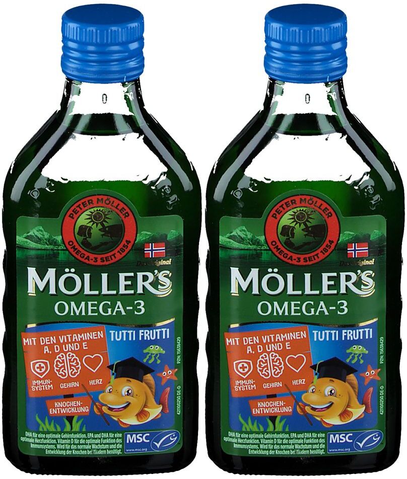 Möller's Omega-3 Kids Fruchtgeschmack Öl x2 2x250 ml