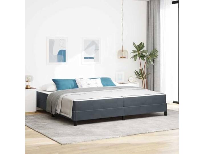 Stoffbezogen Elegantes Design Boxspringbett Grau 200 x 200 cm Boxspringbett mit Matratze Dunkelgrau 200x200 cm Stoff Bett mit Lattenrost Taschenfederkernmatratze Kaiserbett Luxus