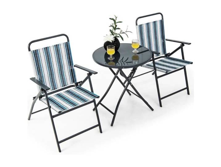 COSTWAY Ensemble Repas de Jardin Table Exterieur avec Chaises Pliantes Set de Balcon Charge max.:150 KG Sans Assemblage