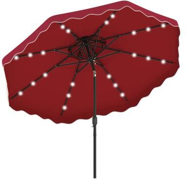 Costway 10 FT Solar LED Patio Umbrella for Deck and Pool-Red