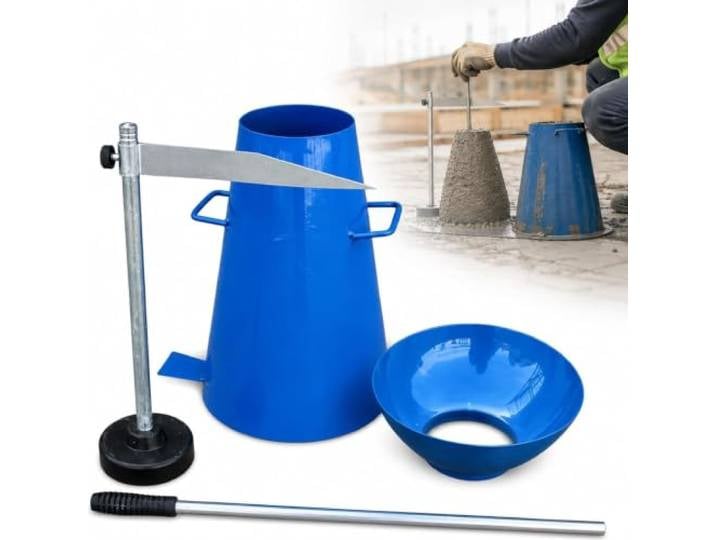 Industrielles Beton-setzmaßprüfgerät, Robustes Stahlset Mit Kegel, Stampfstab, Messlineal, Trichter Und Grundplatte Für Die Prüfung Der Verarbeitbarkeit Von Beton Auf Baustellen