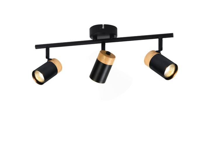 Nettlife Deckenleuchte Doris 3-flammig 41.5/9/19 cm, Schwarz, Metall, Gu10, 9x19x48 cm, Lampen & Leuchten, LED Beleuchtung, LED-Deckenleuchten