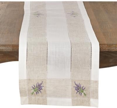 Saro Lifestyle Lavender Embroidery Hemstitch Runner