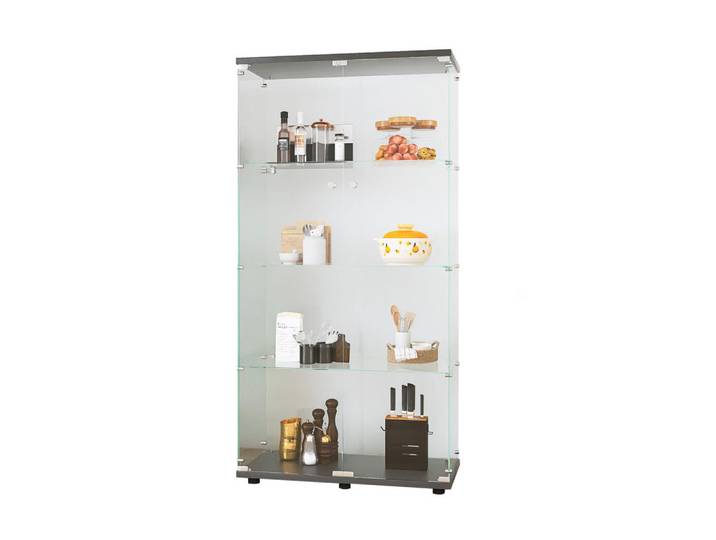 Glasvitrine Standvitrine, Schwarz, Glas, 36x164x80 cm, Esszimmer, Vitrinen, Vitrinenschränke
