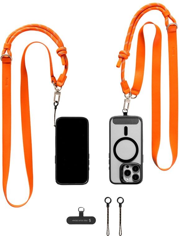 SmallRig Kunstlæder Lanyard Skulderstrop til Mobil m. Justerbar Længde - Orange