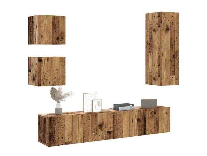 Ensemble de meuble TV mural 5 pcs-Meuble Télé suspendu vieux bois bois d'ingénierie 320817