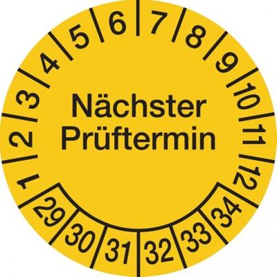 König Werbeanlagen Dreifke® Prüfplakette, Nächster Prüftermin, Folie, gelb/schwarz, - 60 mm Folie selbstklebend