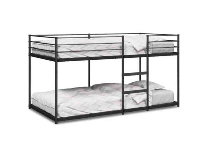 KTHLBRH Etagenbett ohne Matratze, schwarz, 107 x 203 cm, aus Stahl Platzsparend, zwei Betten in einem, integrierte Leiter, Leiter, Leiterplanke, Netzstoffbasis, Wandbefestigung
