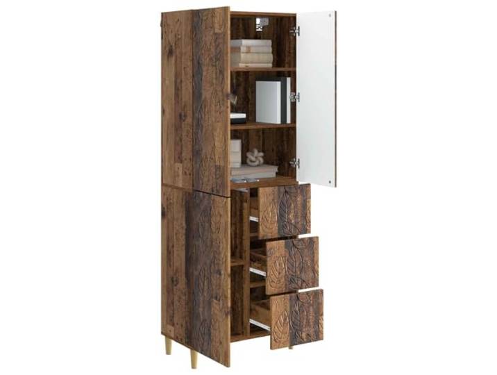 KTHLBRH Platzsparendes Möbelstück, antikes Holz, 3 Einlegeböden 3 Türen, 3 Schubladen, Kabeldurchführung, für Wohnzimmer und Büro, Montage erforderlich