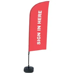 SHOWDOWN Displays Showdown Beachflag - Komplett-Set - Sign In Here Rot Englisch - Rot/Schwarz