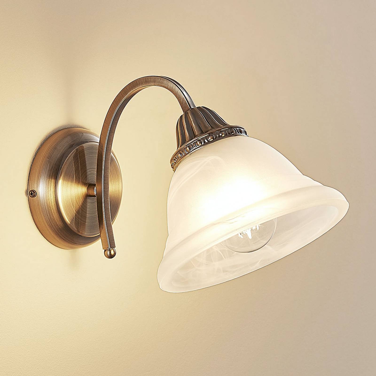 Lindby Wandlamp MIALINA, dimbaar, brons/messing met glas