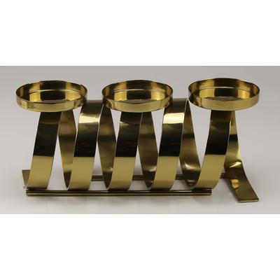 Kerzenhalter AM DESIGN "Weihnachtsdeko", gold (goldfarben), B:12cm H:13cm T:30cm, Edelstahl, Kerzenhalter, Kerzenhalter, aus Edelstahl, Höhe: 13 cm